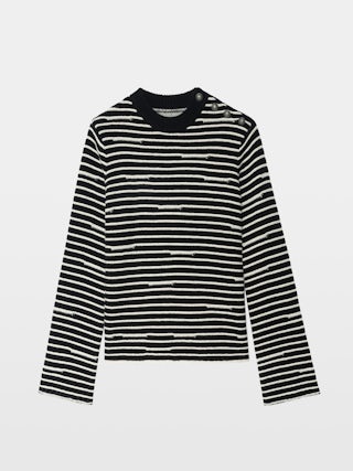 Pull Spiky - Pull marin rayé avec boutons ailes.