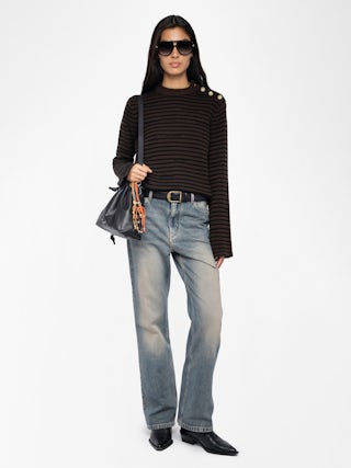 Spiky Jumper - Striped nautical jumper with wing buttons.