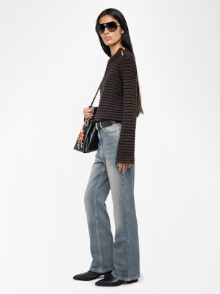 Spiky Jumper - Striped nautical jumper with wing buttons.