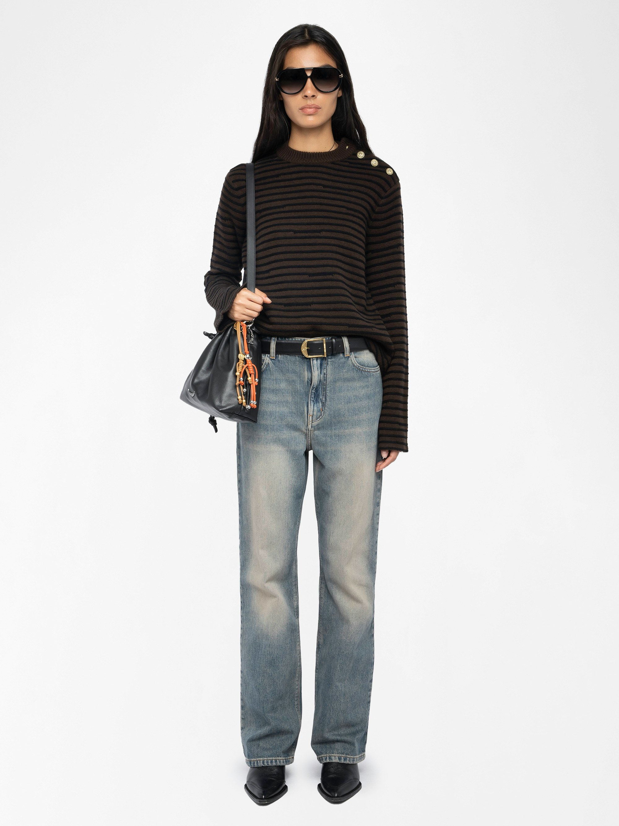 Spiky Jumper - Striped nautical jumper with wing buttons.