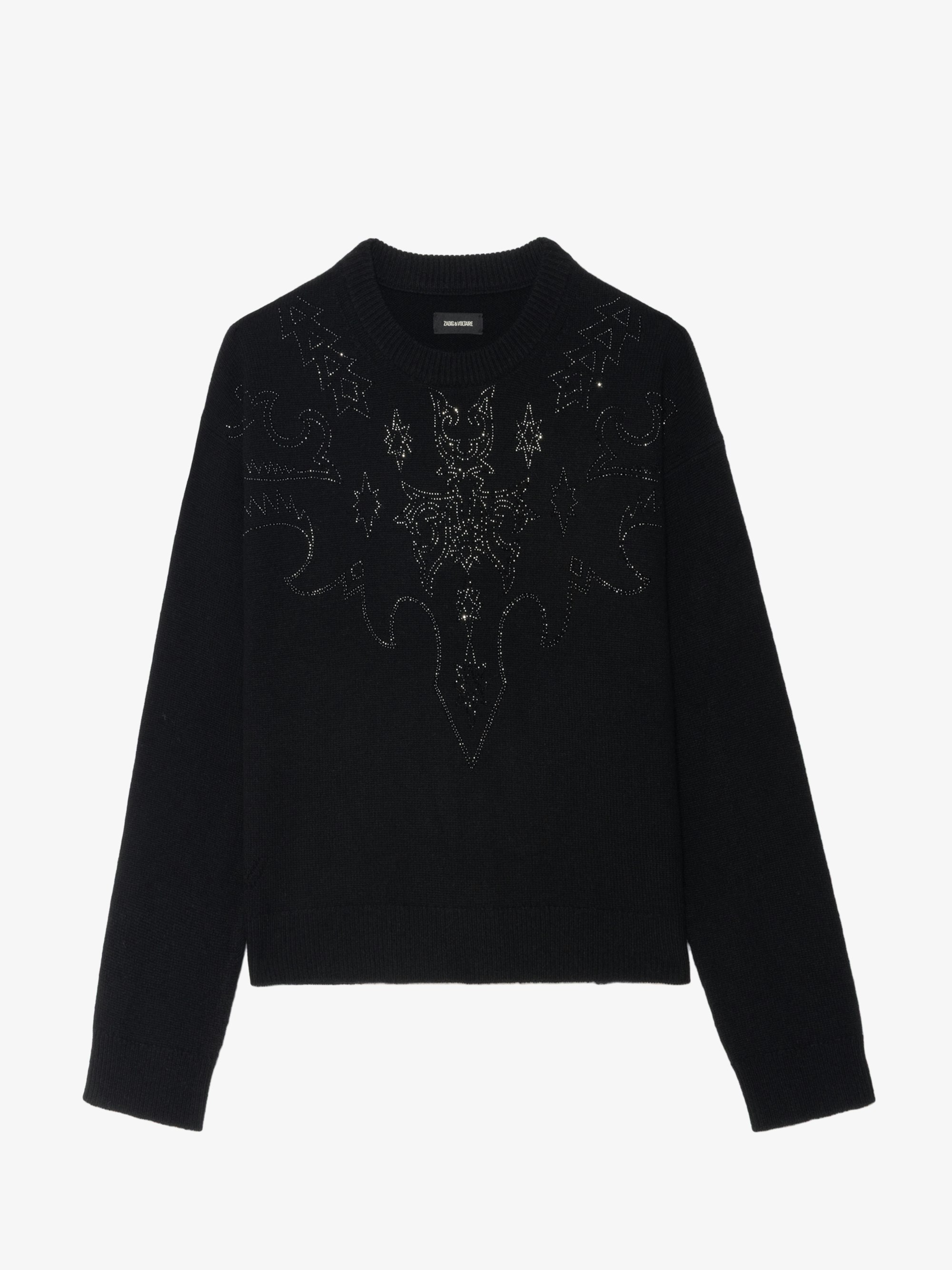 Markuz Cashmere Black Sweater with Western Rhinestones