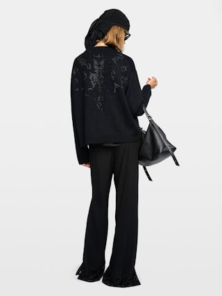 Markuz Cashmere Sweater - Round neck sweater with western rhinestones on the front and back.