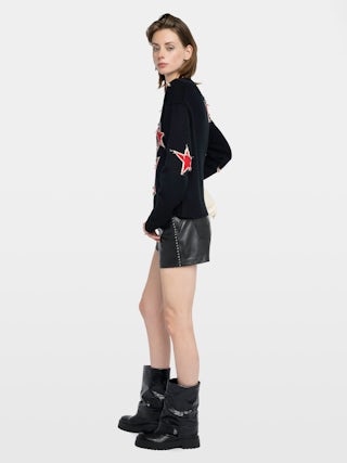 Markuz Jumper 100% Cashmere - Round neck jumper with star worn effect.