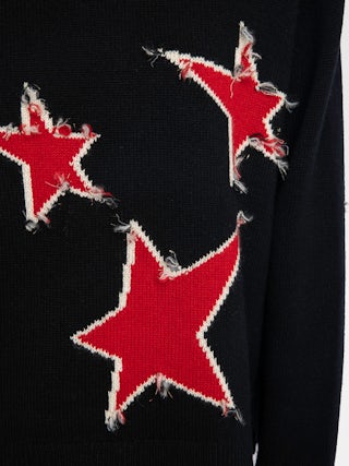 Markuz Jumper 100% Cashmere - Round neck jumper with star worn effect.