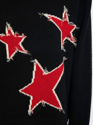 Markuz Jumper 100% Cashmere - Round neck jumper with star worn effect.