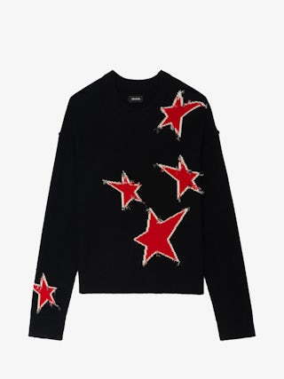 Markuz Jumper 100% Cashmere - Round neck jumper with star worn effect.
