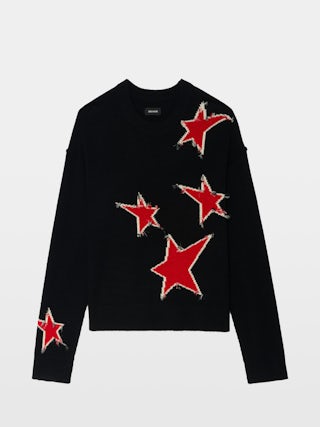 Markuz Jumper 100% Cashmere - Round neck jumper with star worn effect.