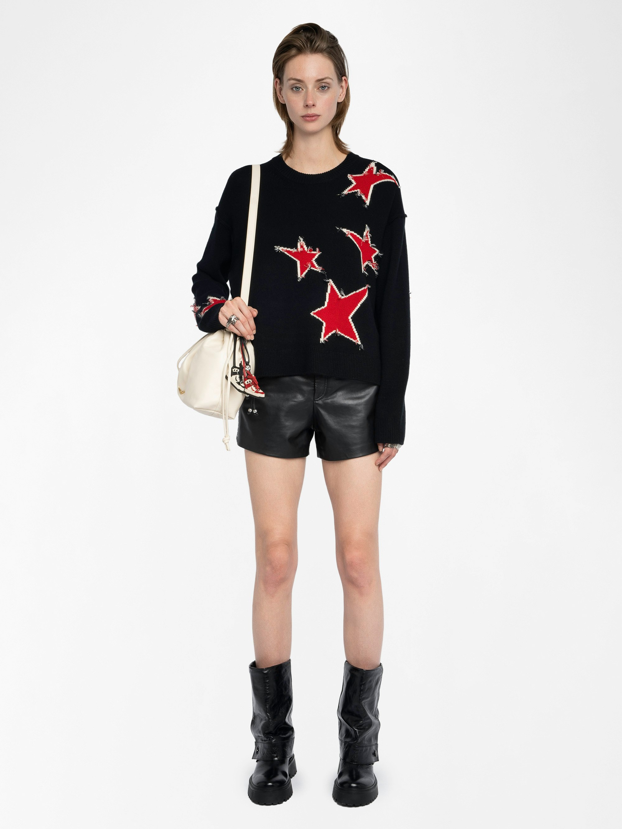 Pullover Markuz 100% Kaschmir - Pullover mit rundem Ausschnitt und Stern-Effekt im Used-Look.