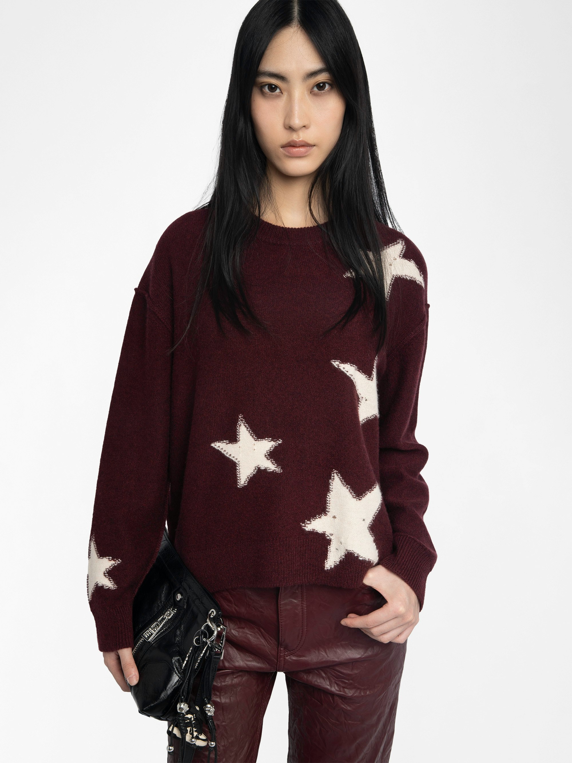 Markuz Cashmere Sweater - Sweater with round neck and star with worn effect.