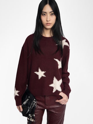Markuz Jumper 100% Cashmere - Jumper with round neck and star with worn effect.
