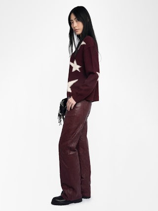 Markuz Jumper 100% Cashmere - Jumper with round neck and star with worn effect.