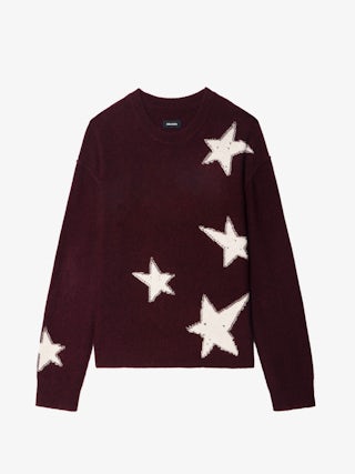 Markuz Jumper 100% Cashmere - Jumper with round neck and star with worn effect.