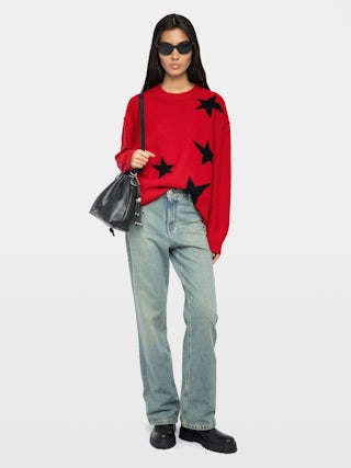 Markuz Jumper 100% Cashmere - Round neck jumper with used-effect stars.