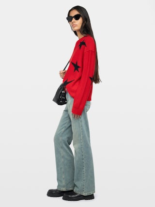 Markuz Jumper 100% Cashmere - Round neck jumper with used-effect stars.