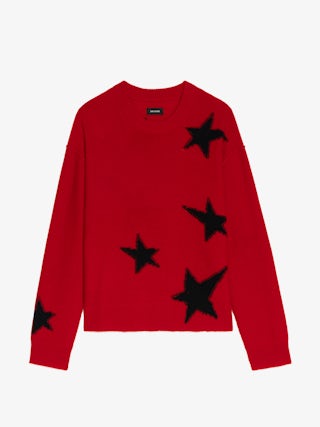 Markuz Cashmere Sweater - Round neck sweater with used-effect stars.
