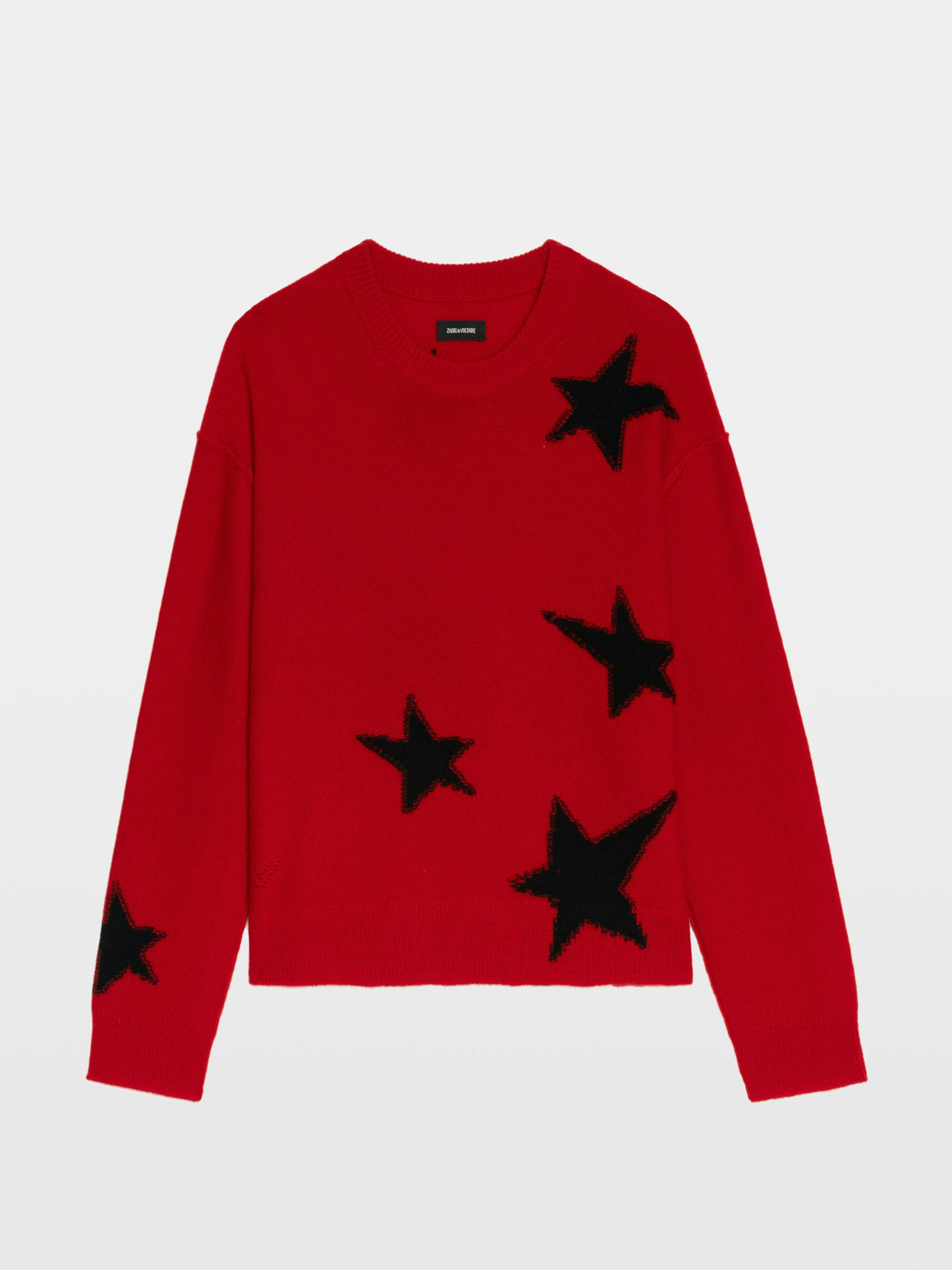 ゆき Markuz Cashmere Sweater in Black with Star Pattern | Zadig&Voltaire
