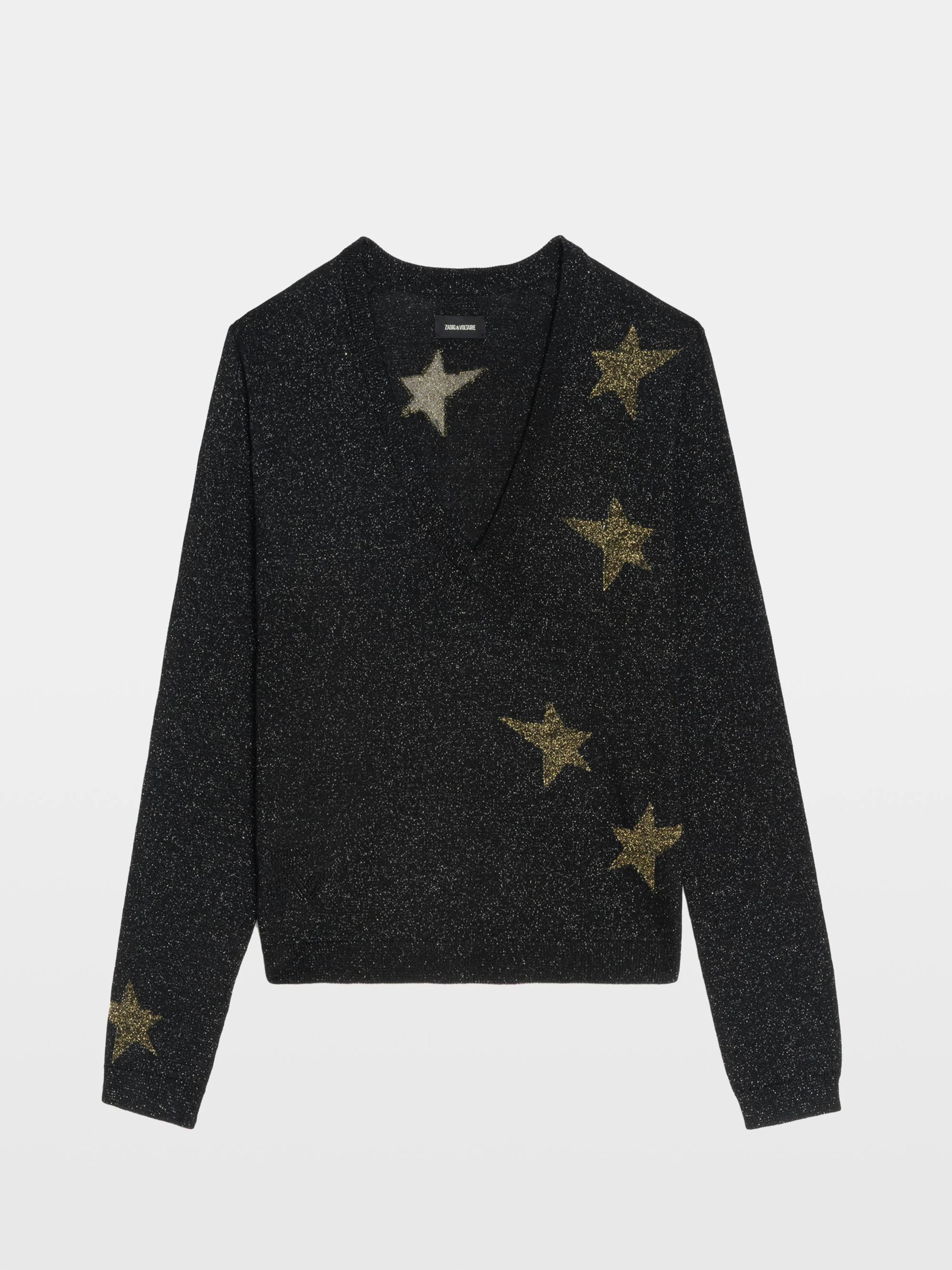 Markuz Cashmere Black Sweater with Western Rhinestones