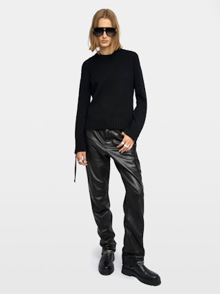 Pullover Malty - Pullover mit Rundhalsausschnitt und Schnürung.