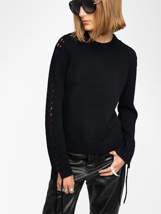 Malty Jumper - Round neck jumper with lacing.