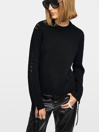 Pullover Malty - Pullover mit Rundhalsausschnitt und Schnürung.