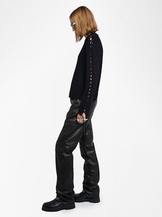 Malty Jumper - Round neck jumper with lacing.