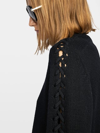 Pullover Malty - Pullover mit Rundhalsausschnitt und Schnürung.