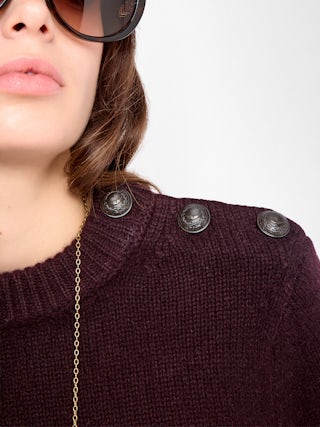 Pull Malty 100% Cachemire - Pull col rond avec ouverture au col avec boutons ailes et effet dip dye.