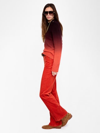 Pull Malty 100% Cachemire - Pull col rond avec ouverture au col avec boutons ailes et effet dip dye.