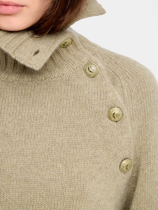 Maglione Mora 100% Cashmere - Maglione a collo alto con apertura del collo con bottoni.