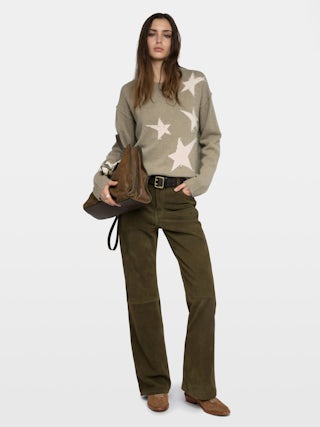 Markuz Cashmere Sweater - Round neck sweater with star intarsia.