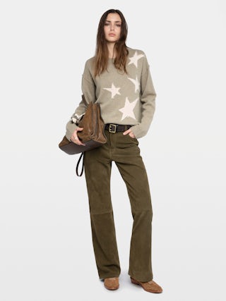 Markuz Cashmere Sweater - Round neck sweater with star intarsia.