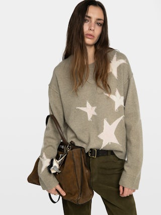 Markuz Cashmere Sweater - Round neck sweater with star intarsia.