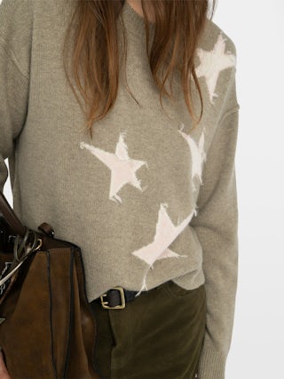 Markuz Cashmere Sweater - Round neck sweater with star intarsia.