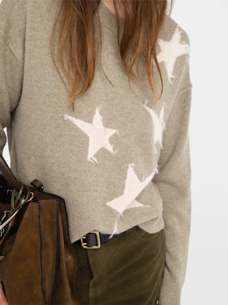 Markuz Cashmere Sweater - Round neck sweater with star intarsia.