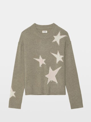 Markuz Cashmere Sweater - Round neck sweater with star intarsia.
