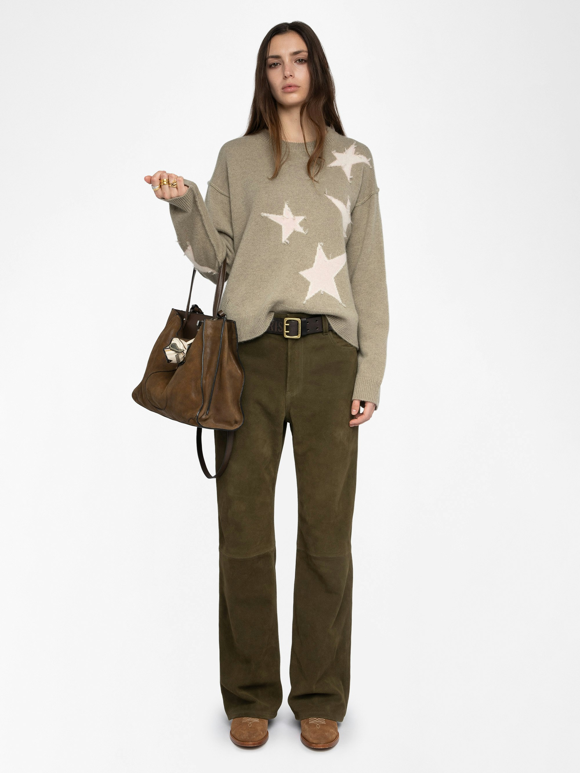 Markuz Jumper 100% Cashmere - Round neck jumper with star intarsia.