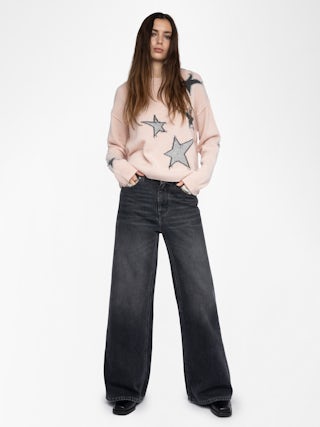 Markuz Jumper 100% Cashmere - Round neck jumper with intarsia star.