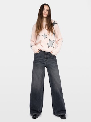 Markuz Cashmere Sweater - Round neck sweater with intarsia star.