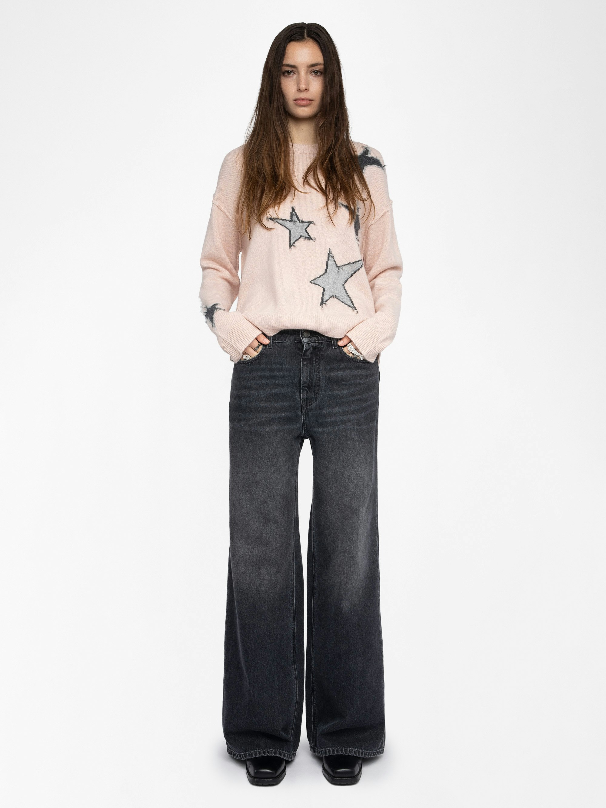 Markuz Jumper 100% Cashmere - Round neck jumper with intarsia star.