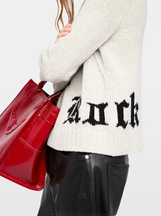 Maglione Nalma 100% Lana Merino - Maglione a collo alto con intarsio rock sul davanti.