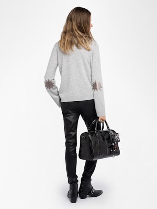 Pull Cara - Pull col rond avec patch en cuir.