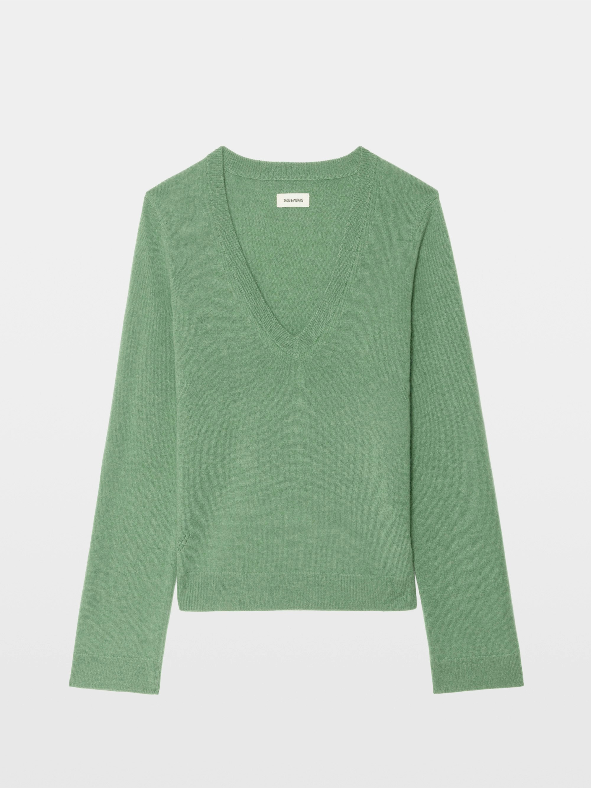 Maglione Vera - Maglione scollo a V con patch in pelle.