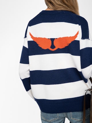 Pull Mikyz - Pull col V rayé avec ailes intarsia.