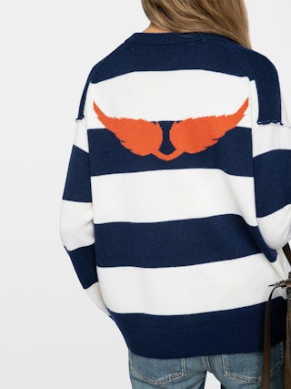 Jumper Mikyz - Striped V-neck jumper with intarsia wings.