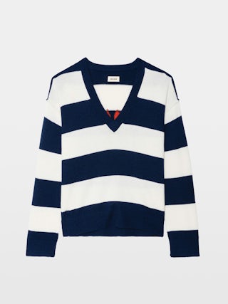 Jumper Mikyz - Striped V-neck jumper with intarsia wings.