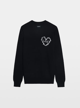 Kendy Jumper - Jumper with round neck and heart embroidery on the front.