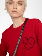 Maglione Kendy - Maglione girocollo con ricamo a cuore sul davanti.