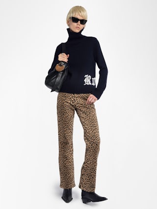 Nalma Jumper 100% Merino Wool - Jumper with high neck and rock detail on lower front.