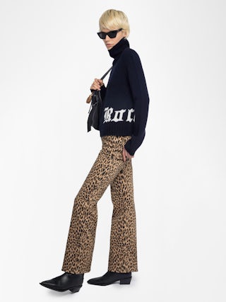 Nalma Jumper 100% Merino Wool - Jumper with high neck and rock detail on lower front.