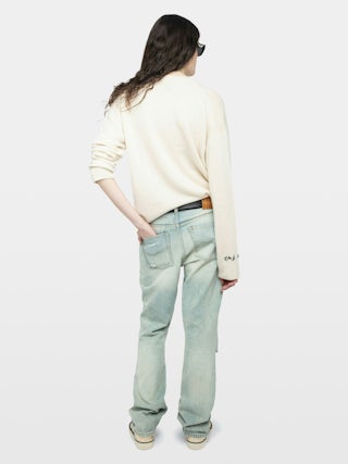 Jumper Mikyz 100% Cashmere - - V-neck jumper
- Long sleeves
- Rock n Roll embroidery at neckline and right sleeve